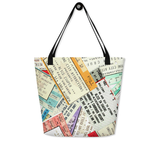 Tote Bag (Large-All-Over Print)- Vintage Concert Collage