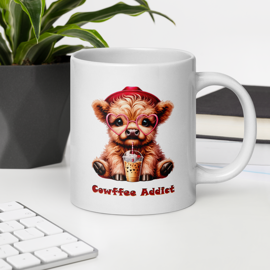 White glossy mug - Cowffee Addict
