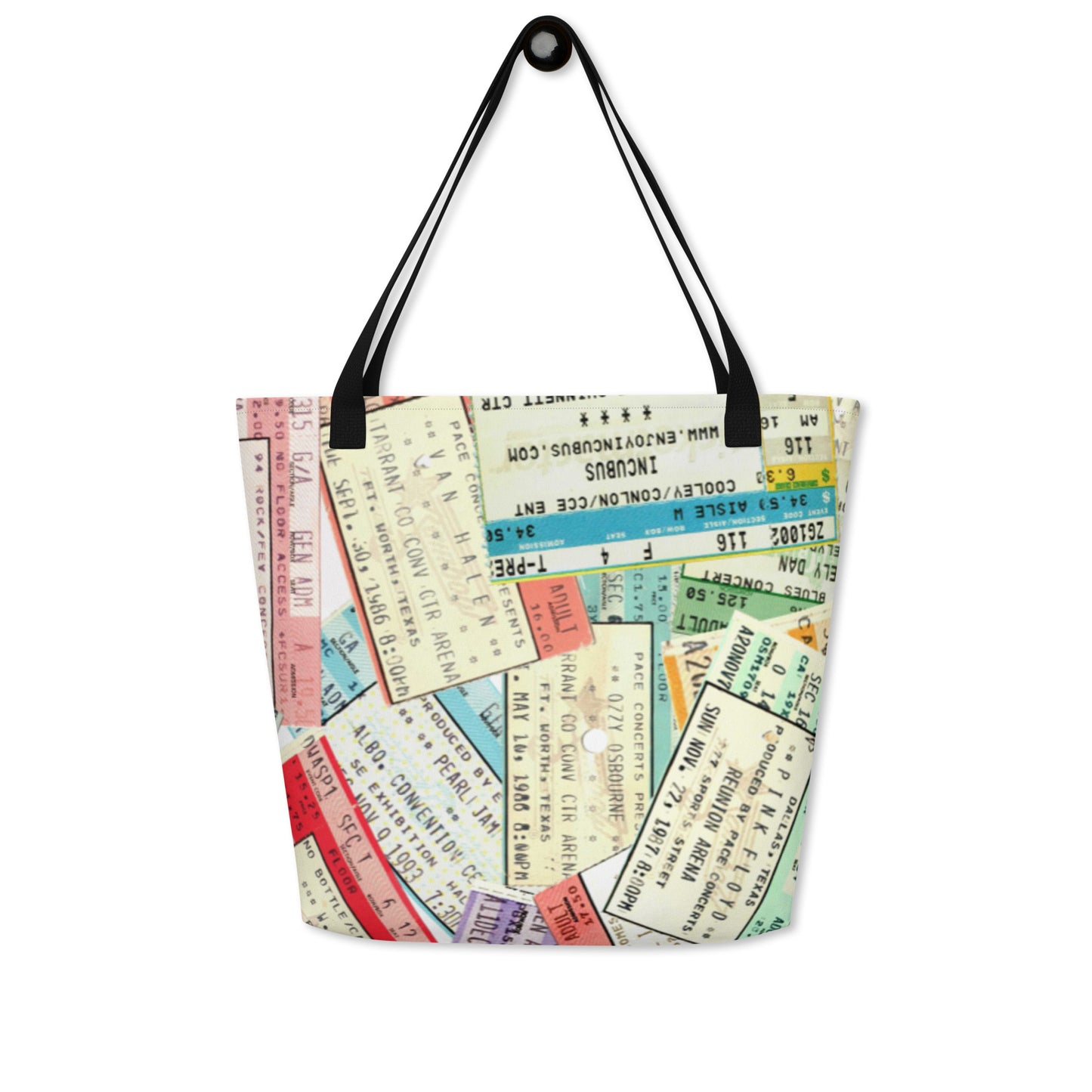 Tote Bag (Large-All-Over Print)- Vintage Concert Collage