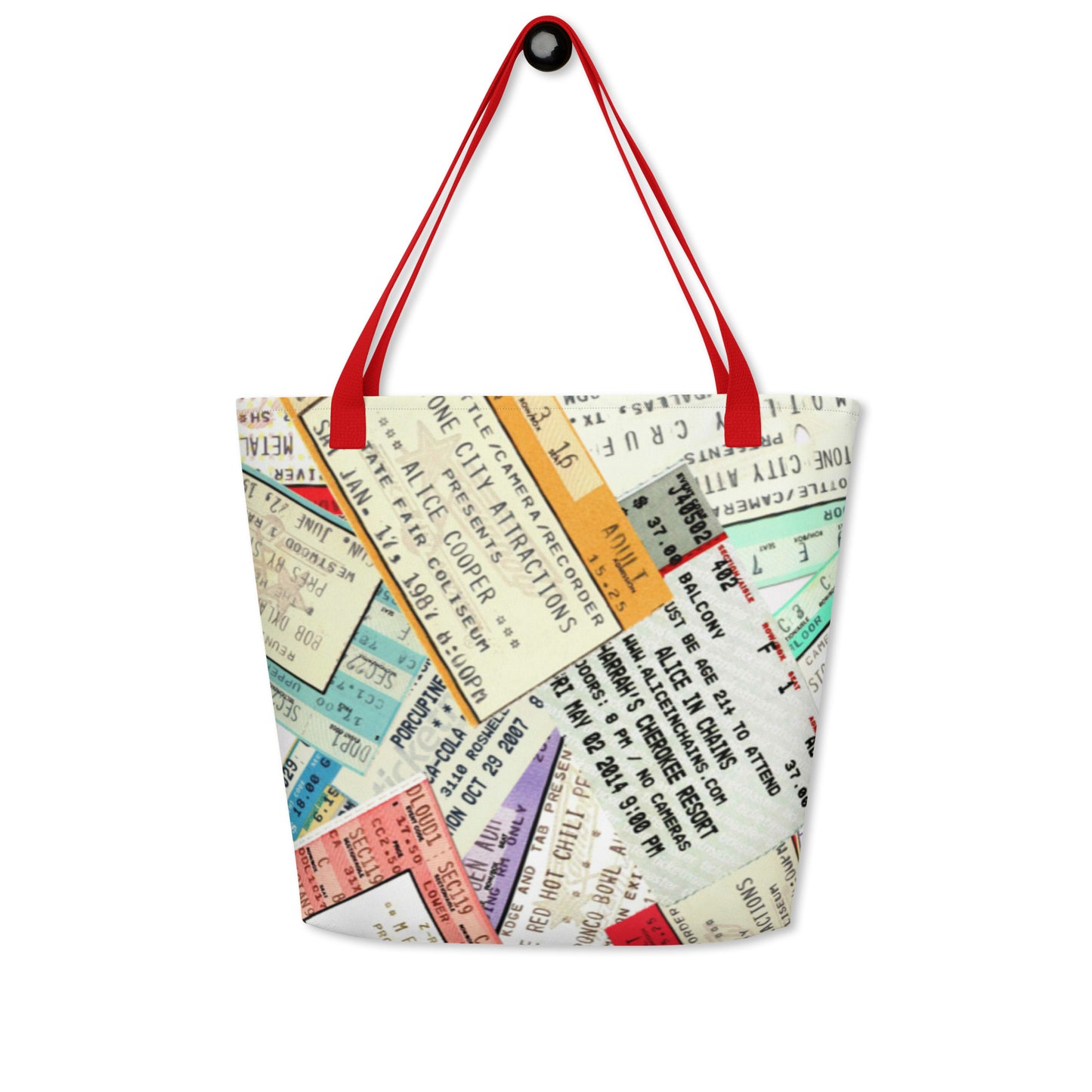 Tote Bag (Large-All-Over Print)- Vintage Concert Collage