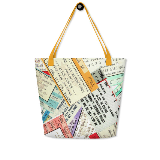 Tote Bag (Large-All-Over Print)- Vintage Concert Collage